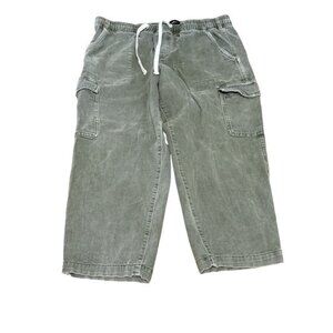 GAP Denim Easy Jeans Large Drawstring Elastic Waist Pants Cargo Green Pull On